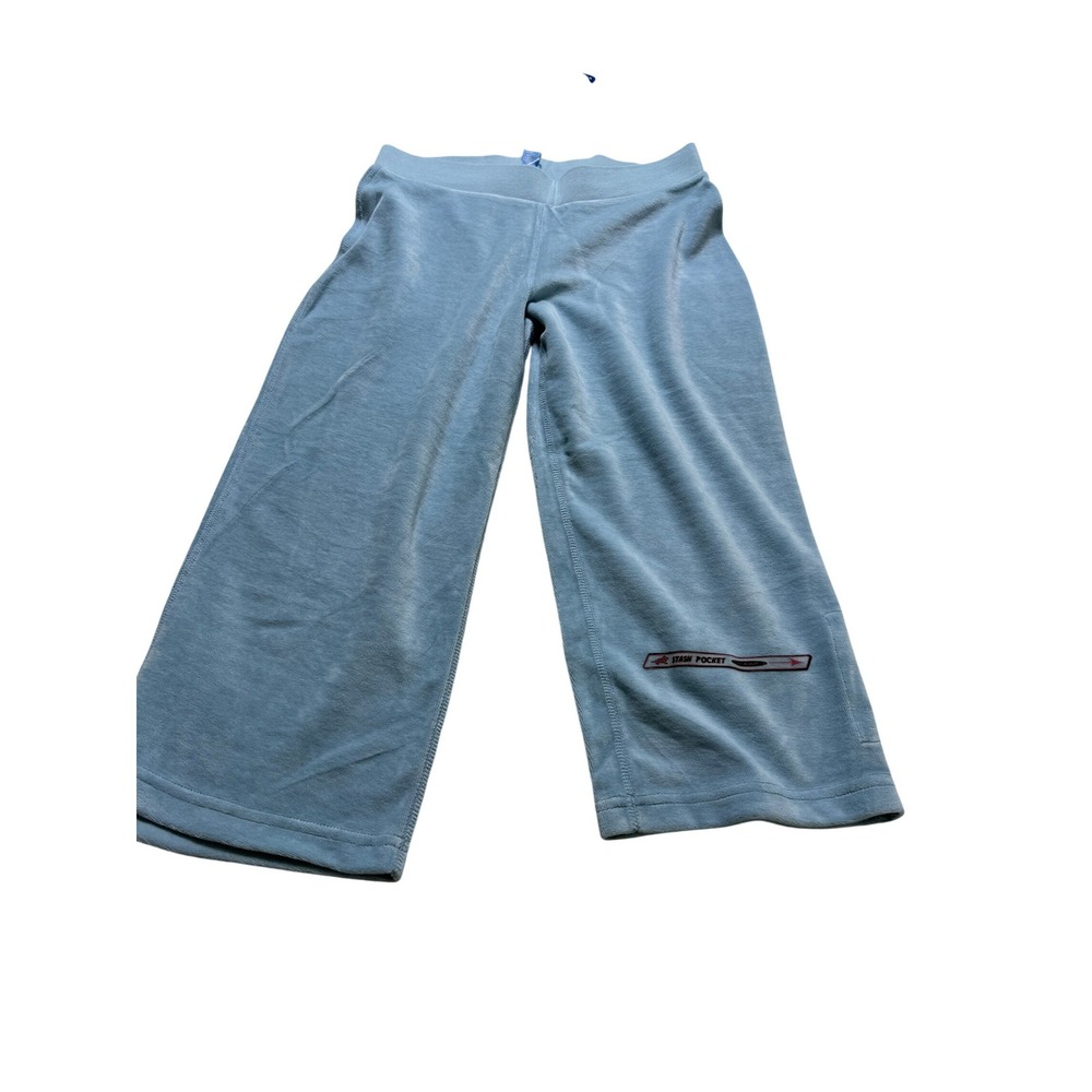 Horny Toad Viv Cropped Pants Wms NWT XS Powder Blue Velour Stash Pocket Wide Leg